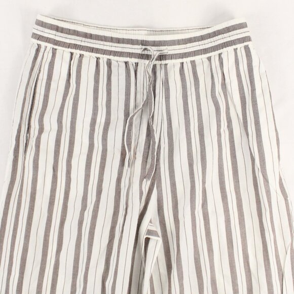 ME+EM Summer Stripe Beach Trousers in Chocolate Brown/Soft White Size US 6 - NWT - Picture 4 of 9